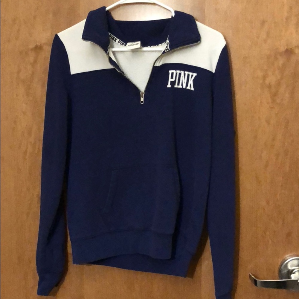 PINK half zip navy blue sweater